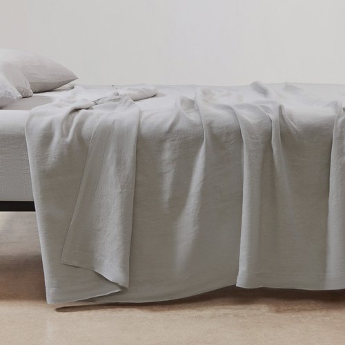 Ash Belgian Linen Flat Sheets