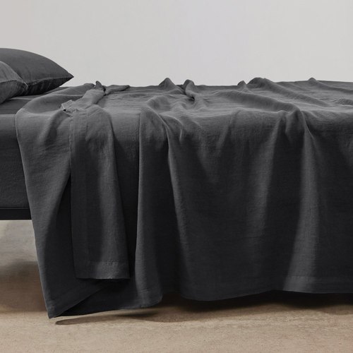 Charcoal Belgian Linen Flat Sheets