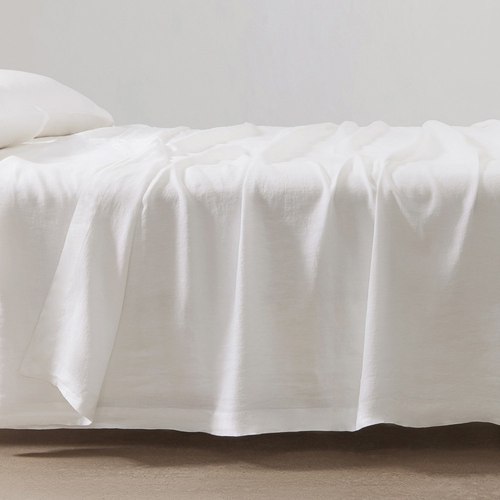 White Belgian Linen Flat Sheets