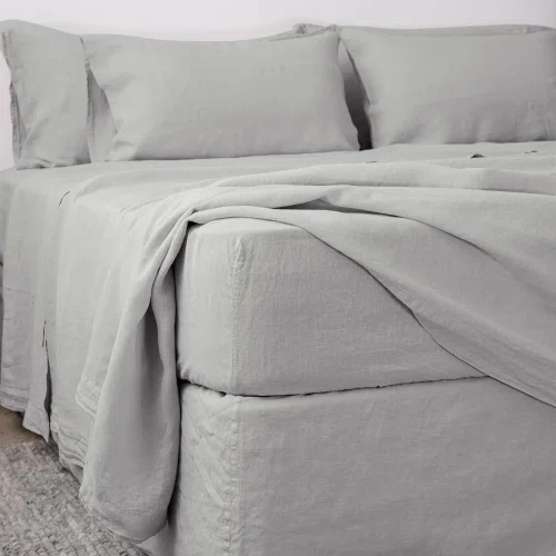 Charcoal Belgian Linen Valances & Bed Skirts
