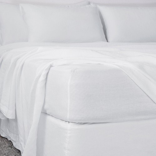 White Belgian Linen Valances & Bed Skirts