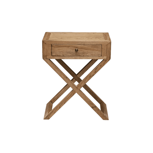 Oak Italia Riviera Bedside with Cross Legs