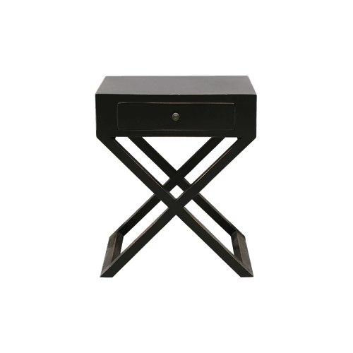 Matte Black Italia Riviera Bedside with Cross Legs