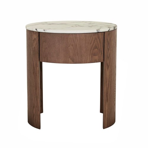 Matt Ocean Marble/Smoked Ash Oberon Crescent Marble Bedside
