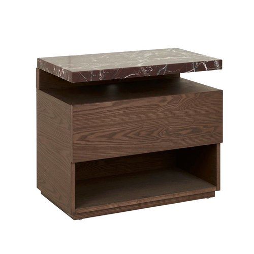 Matt Rouge Marble/Smoked Ash Float Bedside