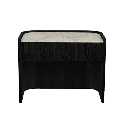 Matt White Marble/Matt Dark Oak Elsie Bedside
