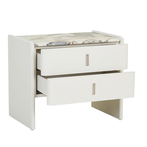 Matt Ocean Marble/Bone Pearce Marble 2 Drawer Bedside