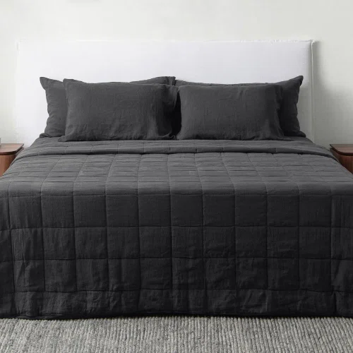 Marl Grey Cotton-filled Linen Quilts