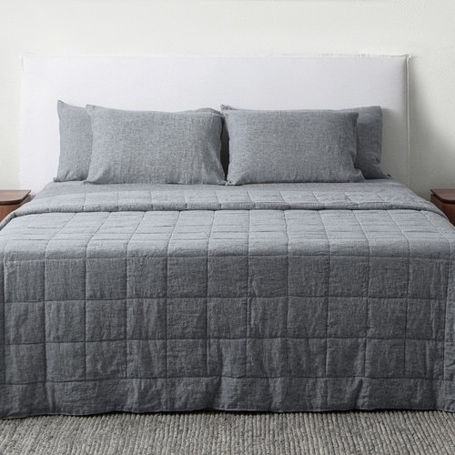 Marl Grey Wool-filled Linen Quilts