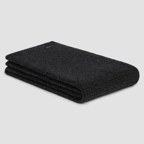 Charcoal Chunky Box Angora & Merino Wool Throws