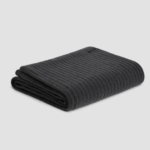 Charcoal Wide Rib Italian Cashmere Blankets
