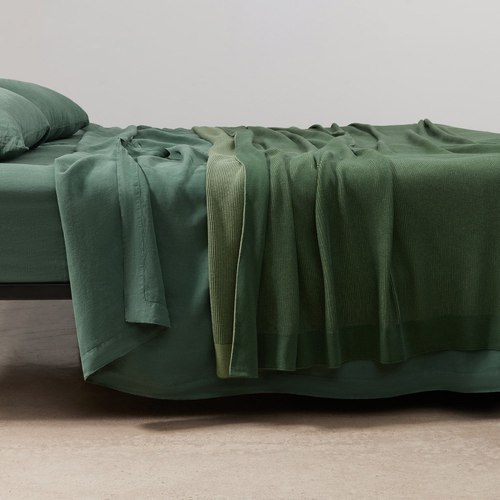 Forest/ Olive Reversible Rib Cotton Blankets