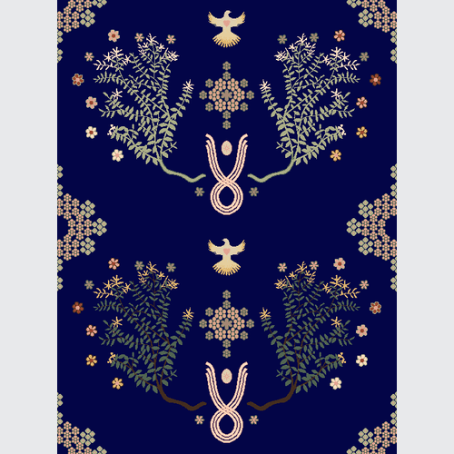 Ink Night Sky Emerald Garden Axminster Roll Carpet by Miranda Brown