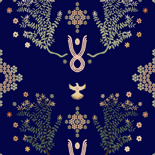 Ink Night Sky Emerald Garden Axminster Roll Carpet by Miranda Brown