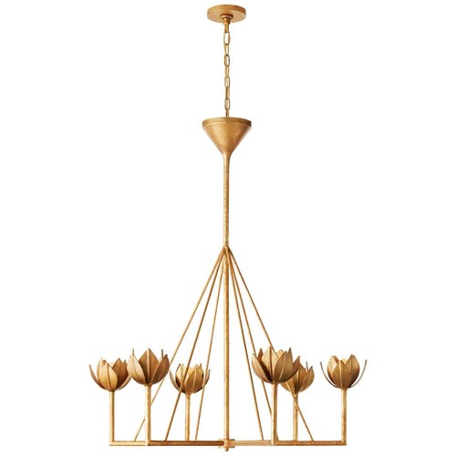 Antique Gold Leaf Julie Neill Alberto Large Single-Tier Chandelier