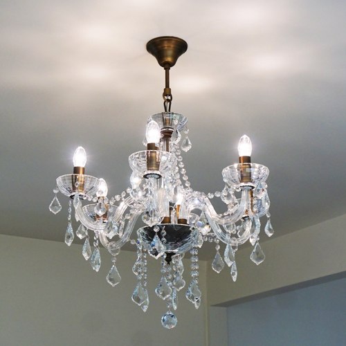 Antique Brass/Clear Magda 6 Light Chandelier
