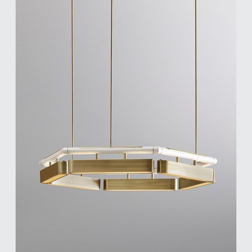 Brushed Gold Colt Hexagon Chandelier
