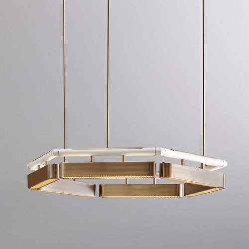 Antique Brass Colt Hexagon Chandelier