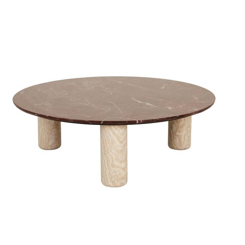 Rouge Marble/Natural Travertine Atlas Orbit Coffee Table