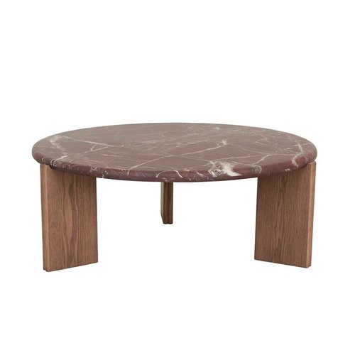 Matt Rouge Marble/Smoked Ash Ray Marble Coffee Table