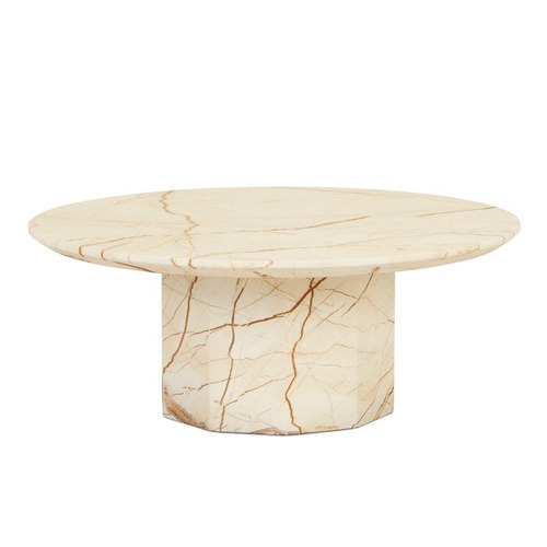 Matt Brown Vein Marble Atlas Decagon Coffee Table