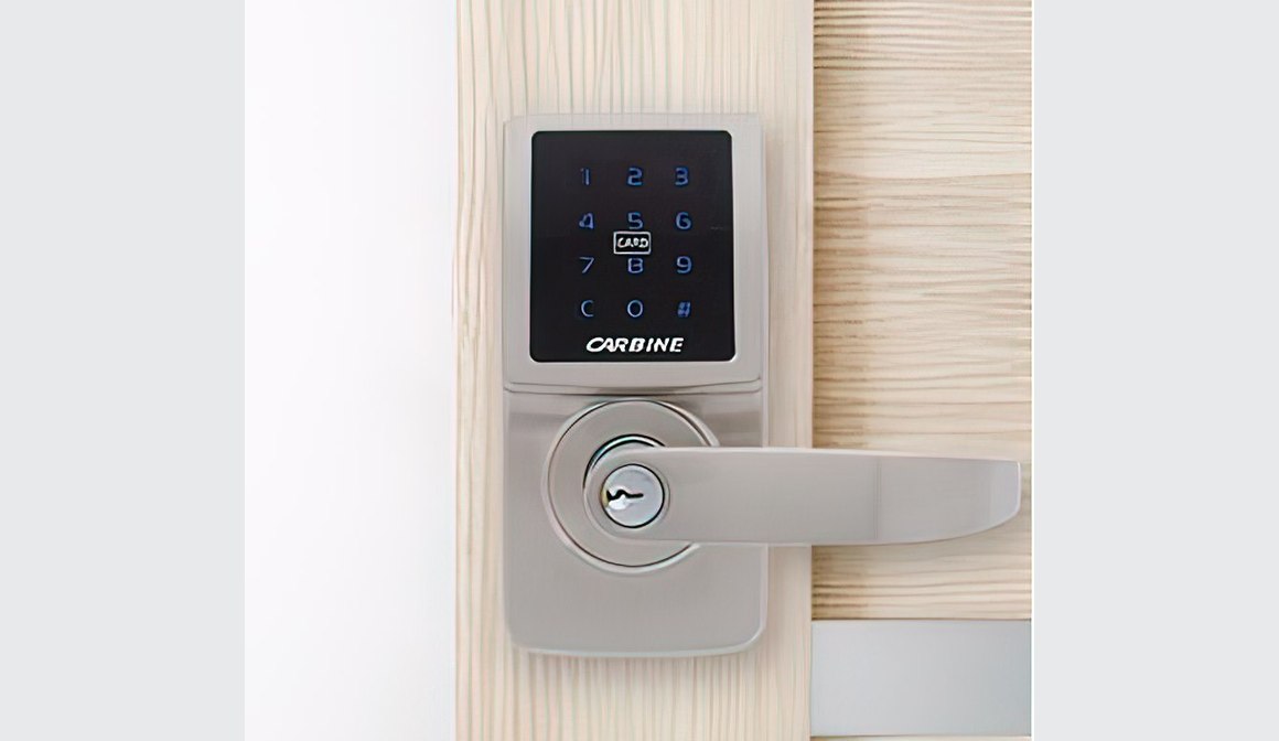 Carbine Electronic Door Lever Set Touch Screen Satin Nickel CEL3IN1