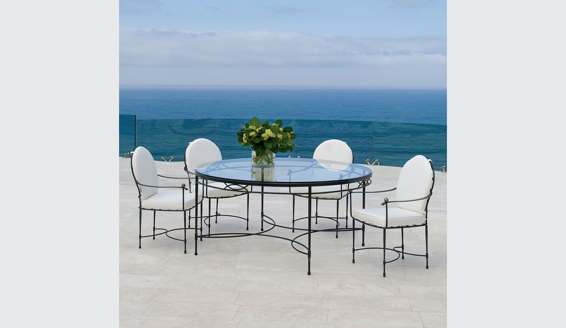 Amalfi Glass Top Dining Table Round ArchiPro AU