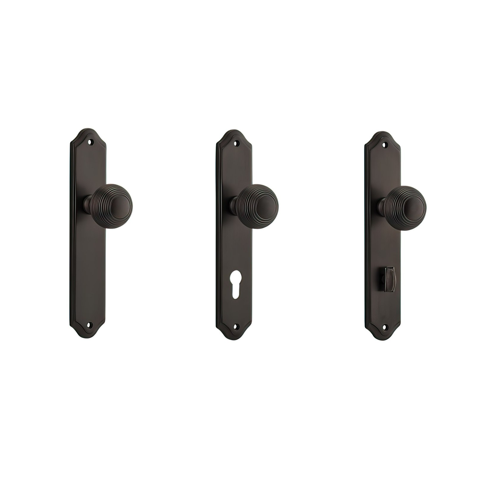 Iver Guildford Door Knob on Shouldered Backplate Signature Brass