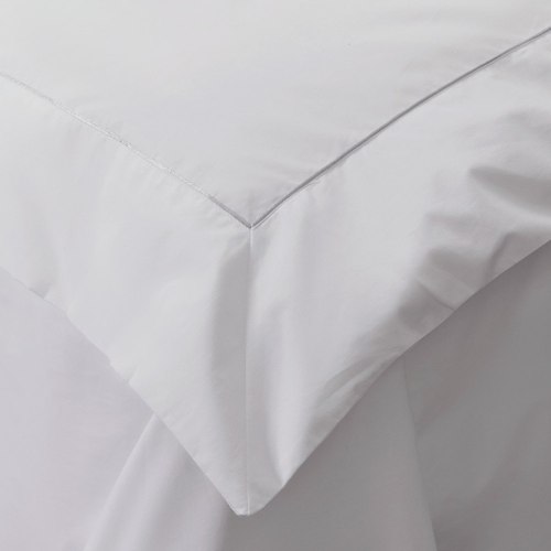 White / Silver Cotton Percale Duvet Covers With Piping