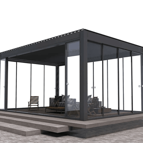 Charcoal Glass Sliding Door For Tasman Wall Mounted Pergola