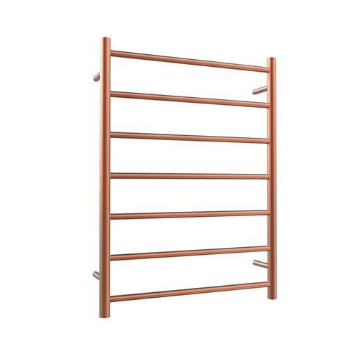 Brushed Copper Evoke 7-Bar Heated Towel Rail - 600mm