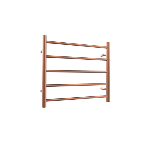 Brushed Copper Evoke 5-Bar Heated Towel Rail - 600mm