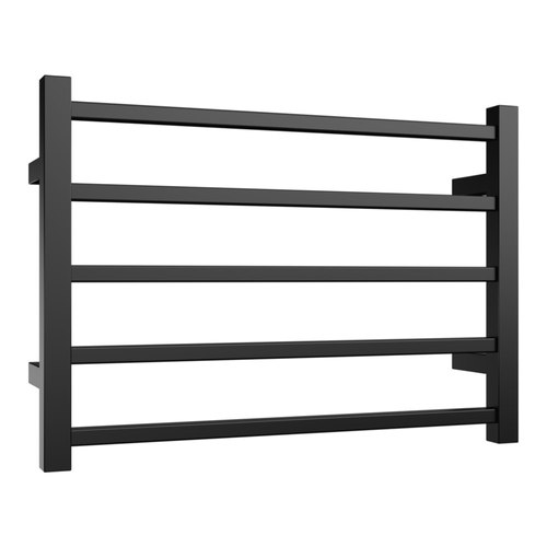 Black Quadro 5-Bar Heated Towel Rail - 600mm