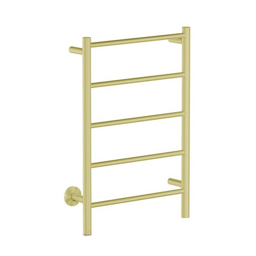 Gold NATURAL 5 Bar 500mm Straight Heated Towel Rail with PTSelect Switch