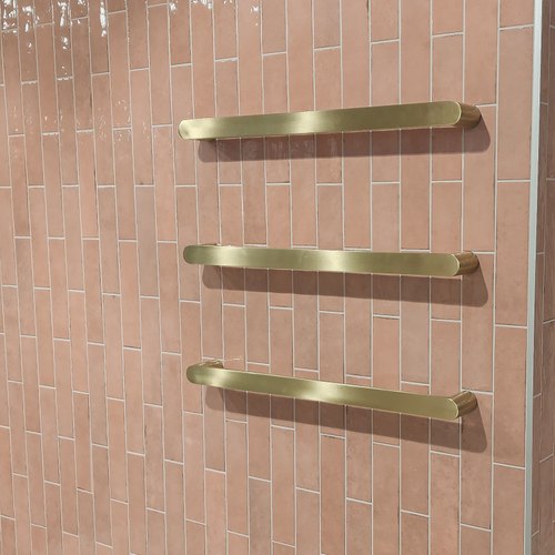 Brushed Brass Code Flow 640 Heated Towel Rail Range