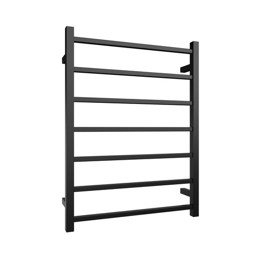 Black Quadro 7-Bar Heated Towel Rail - 600mm