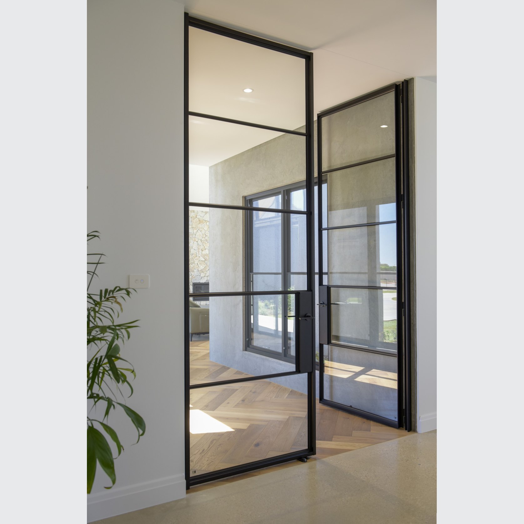 Steel Frame Glass Hinge Doors - Galvanised W40 | ArchiPro AU