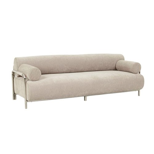 Parchment/Chrome Sidney Renzo 3 Seater Sofa