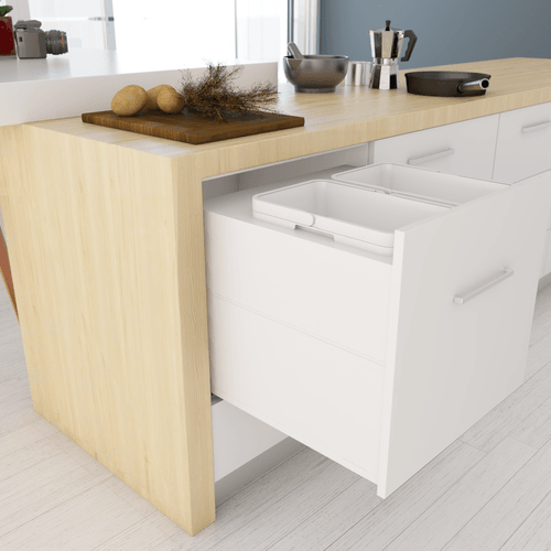 White Tanova Kitchen Bins To Suit Legrabox Drawers