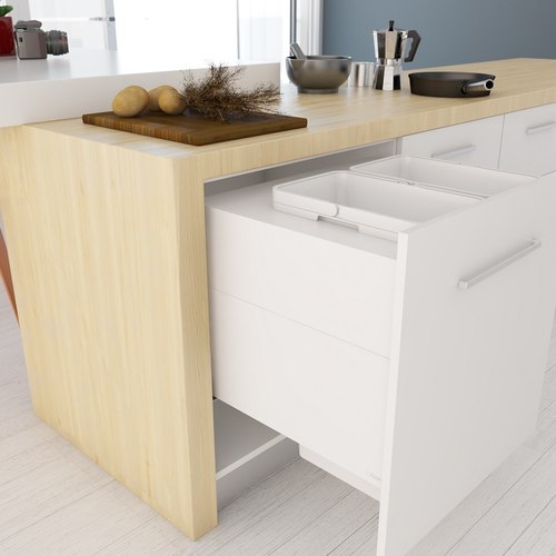 White Tanova Designer Series 2 Pull Out Kitchen Bin
