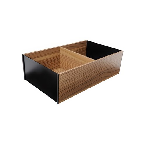 Tennessee Walnut X Carbon Black Long Deep Drawer - Wood Frame | 370 x 218