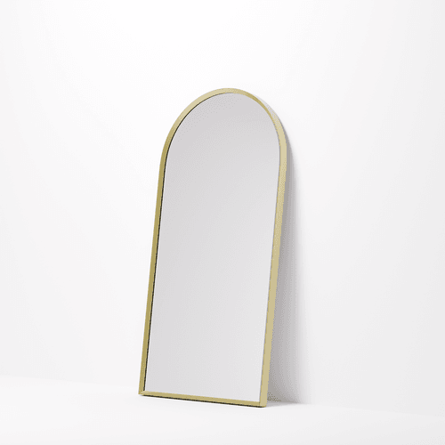 Brushed Brass Code Aspect 450 Arch Framed Mirror Range