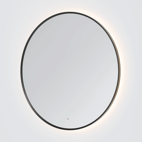Gunmetal Code Solace Round Framed Gunmetal Led Mirror - 3 Sizes