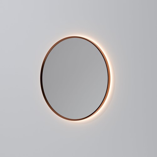 Brushed bronze Code Solace Round Framed Gunmetal Led Mirror - 3 Sizes