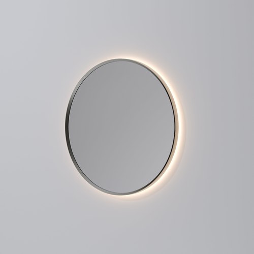 Brushed Nickel Code Solace Round Framed Gunmetal Led Mirror - 3 Sizes