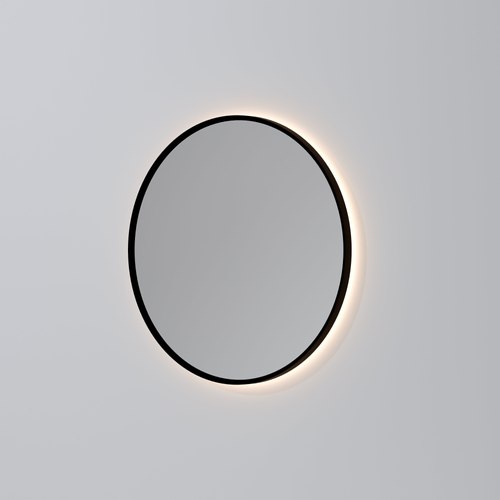 Black Code Solace Round Framed Gunmetal Led Mirror - 3 Sizes