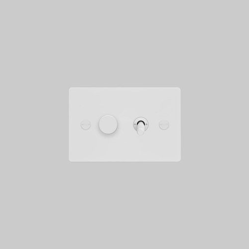 White 2G Toggle + Dimmer | Horizontal | Cross