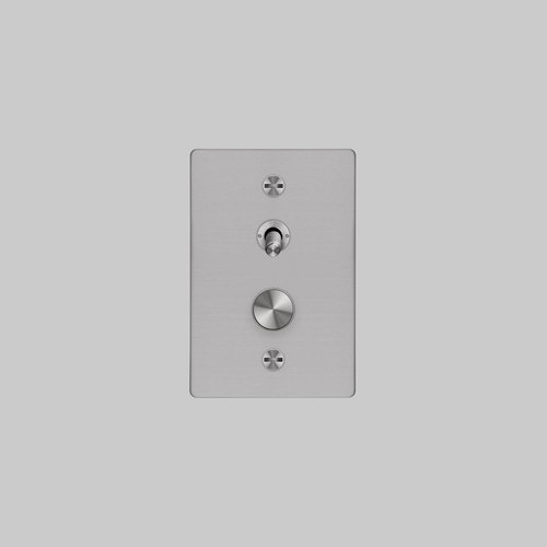 Steel 2G Toggle + Dimmer | Vertical | Cross