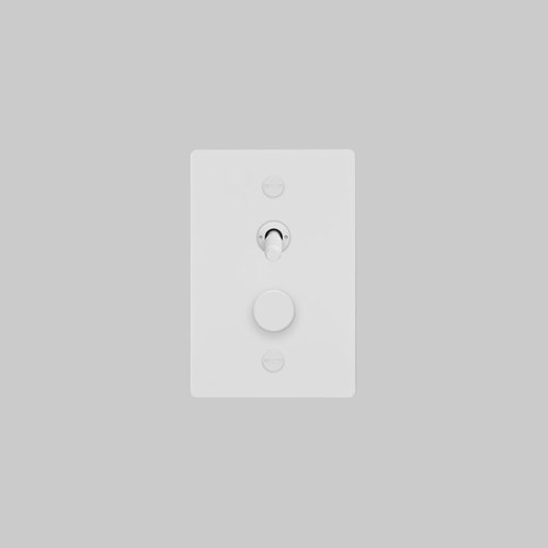 White 2G Toggle + Dimmer | Vertical | Cross
