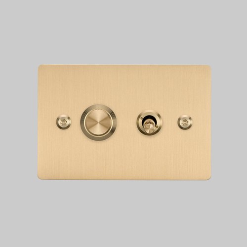 Brass 2G Toggle + Dimmer | Horizontal | Linear
